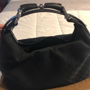 Gucci black fabric horsebit